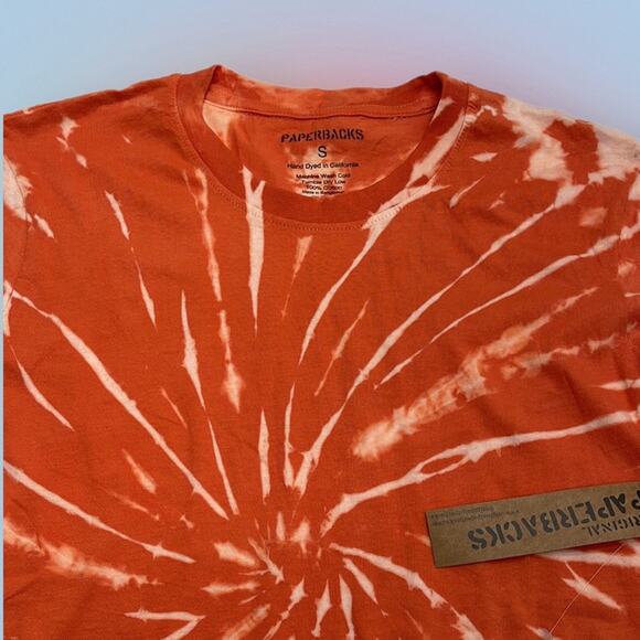 PAPERBACKS Men’s Small Orange Tie Dyed T-Shirt - Picture 1 of 2